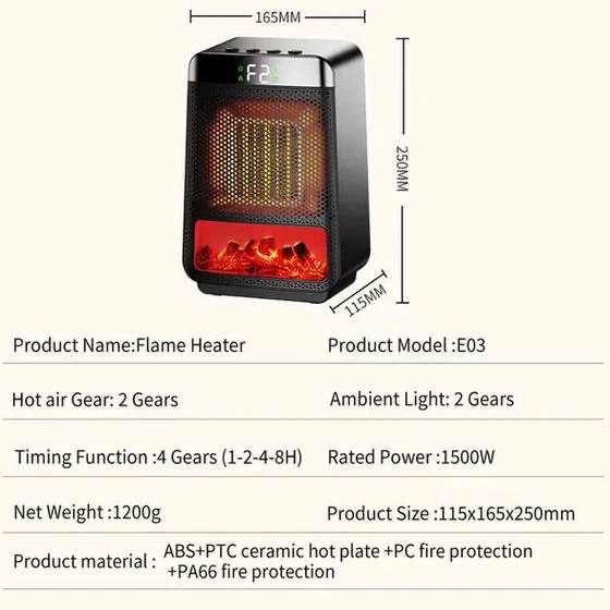 هیتر سرامیکی رومیزی با طرح شومینه سه بعدی (Flame Heater)