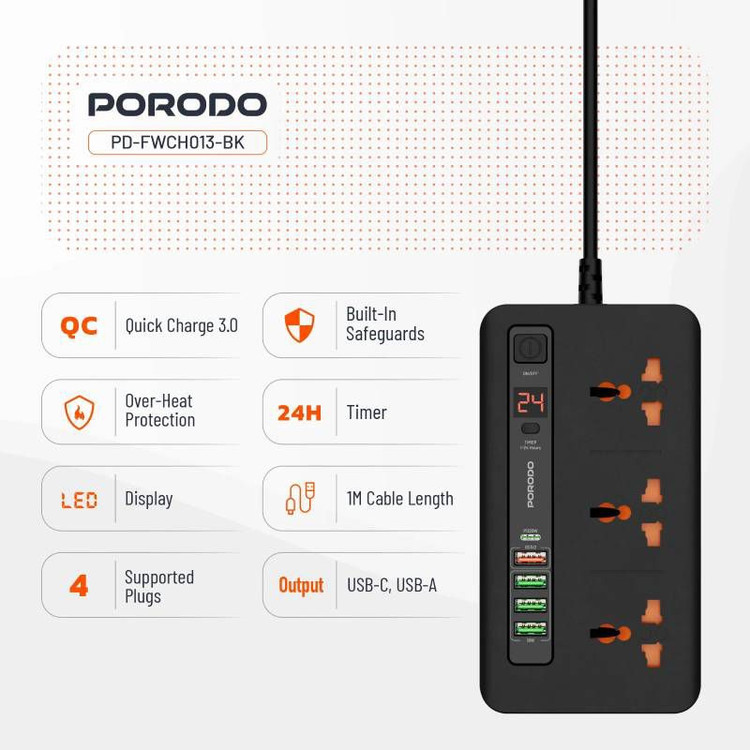هاب شارژ هوشمند Porodo مدل PD-FWCH013